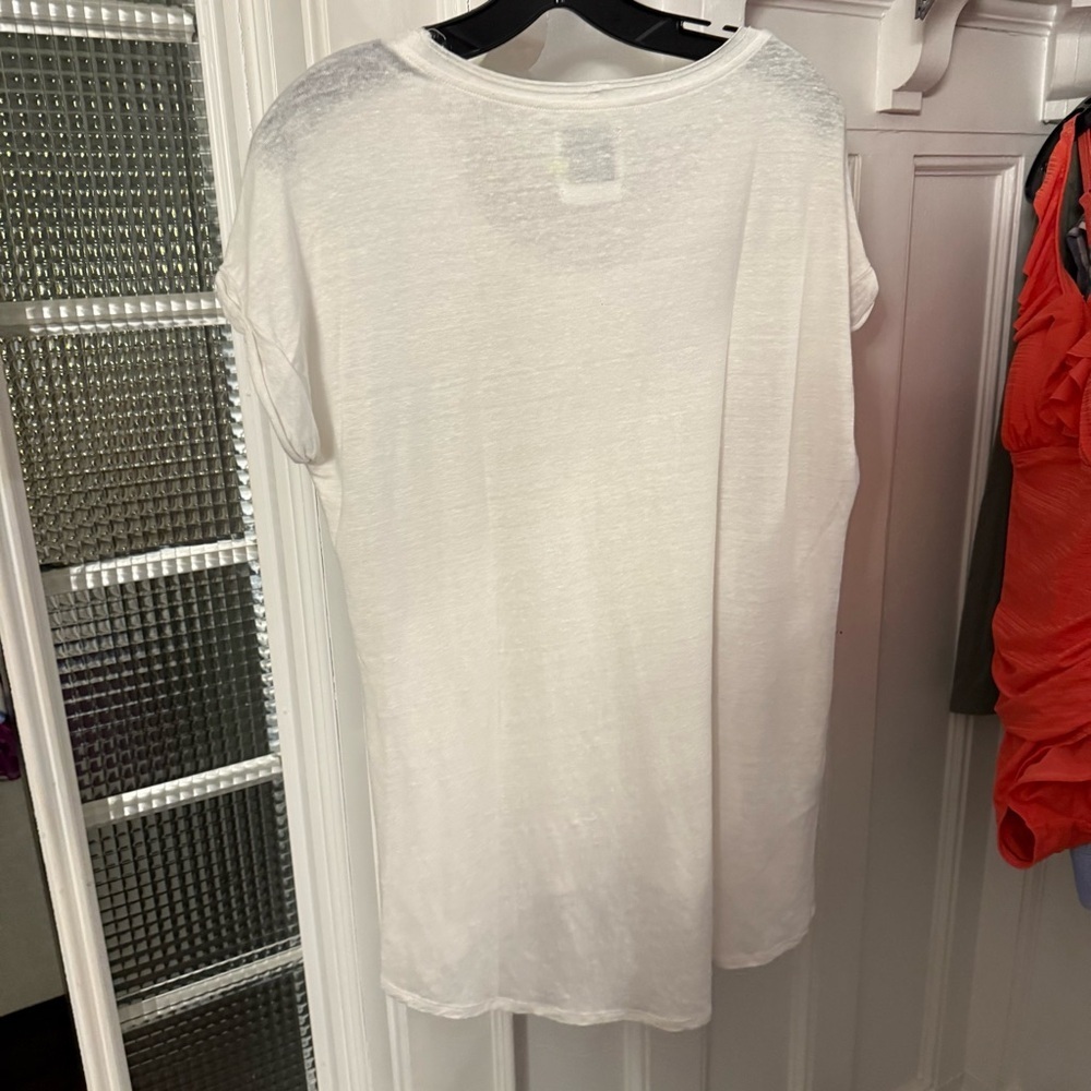 Lysse Women’s White Linen Top Scoop Neck High Low Hem Sz M - Picture 6 of 11